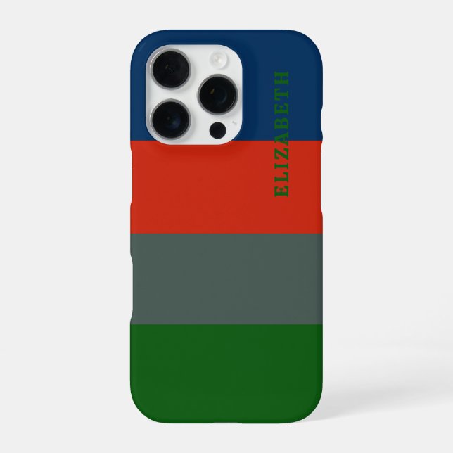 Blue Orange Green Stripes Pattern Personalised iPhone Case (Back)