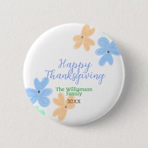 Blue orange green watercolor flower winterThanks  6 Cm Round Badge