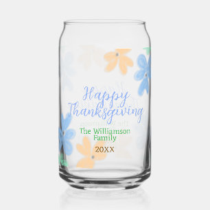 Blue orange green watercolor flower winterThanks Can Glass