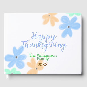 Blue orange green watercolor flower winterThanks Guest Book