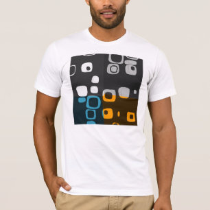 Blue, Orange, Grey Retro Abstract Art T-shirt