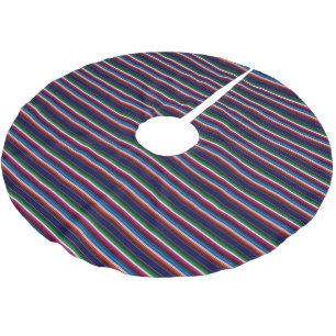 Blue, Orange, Hot Pink, Green Mexican Sarape Brushed Polyester Tree Skirt