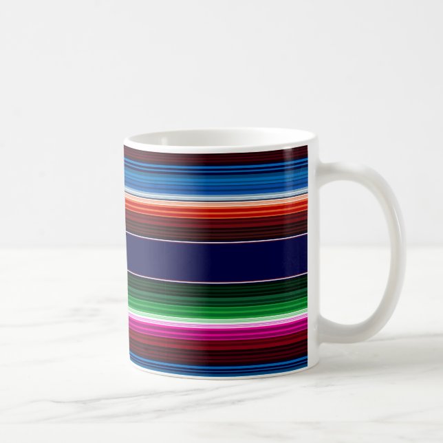 Blue, Orange, Hot Pink, Green Mexican Sarape Coffee Mug (Right)