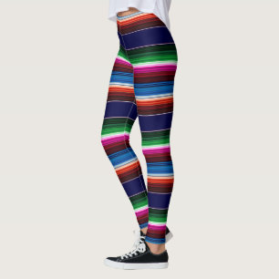 Blue, Orange, Hot Pink, Green Mexican Sarape Leggings