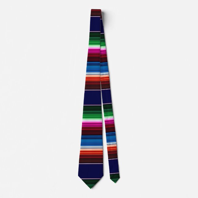 Blue, Orange, Hot Pink, Green Mexican Sarape Tie (Front)