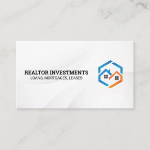 Blue Orange Houses Logo   Sleek White Business Card