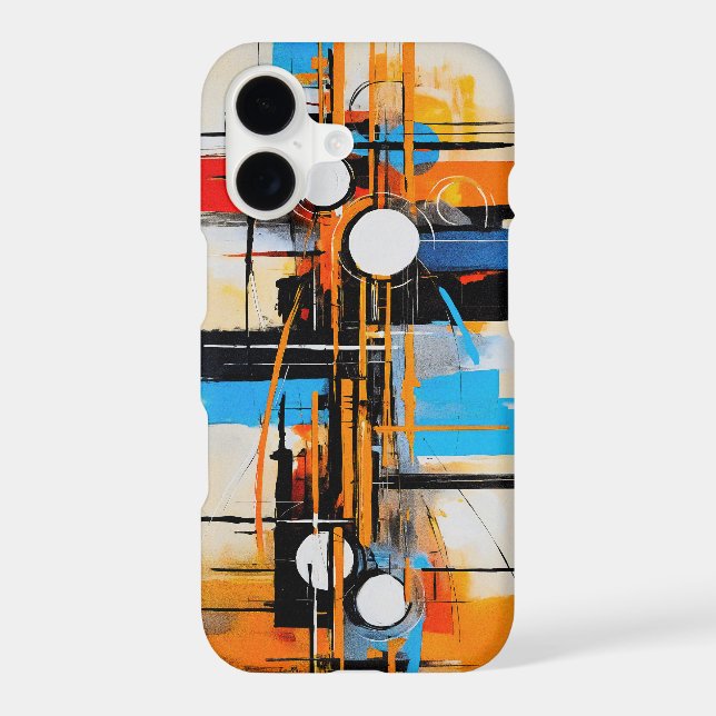 Blue Orange Mid Century Abstract Painting (Back)