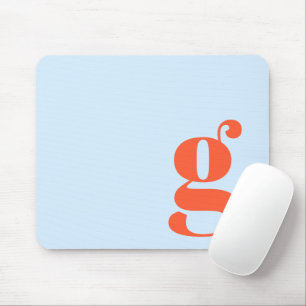 Blue Orange Minimal Retro Monogram Initial Custom Mouse Mat