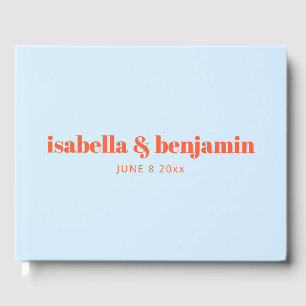 Blue Orange Modern Bold Typography Wedding Guest Book