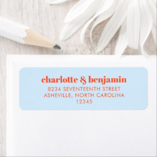 Blue Orange Modern Couple Return Address