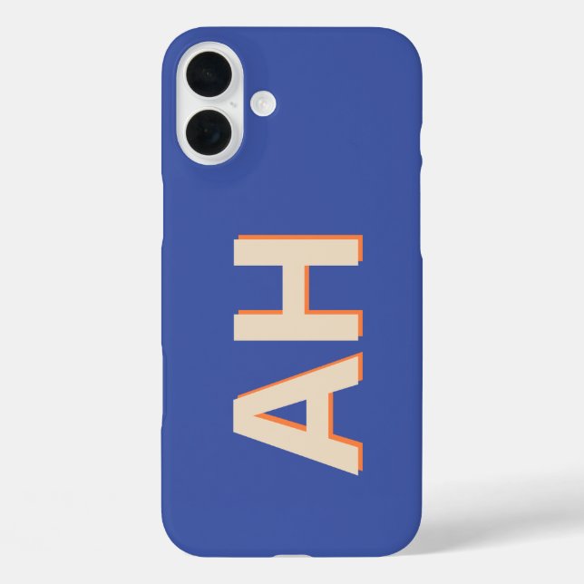 Blue Orange Monogram Modern Case-Mate iPhone Case (Back)
