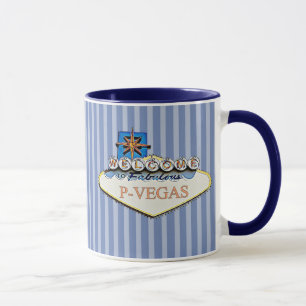 Blue Orange P-Vegas Platteville Wisconsin Mug