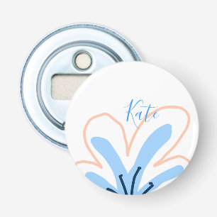 Blue orange pastel flower add name boho retro gift bottle opener