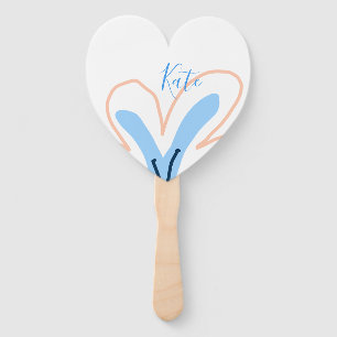 Blue orange pastel flower add name boho retro gift hand fan