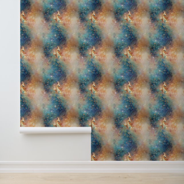 Blue Orange Peacock Wallpaper (Application)