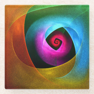 Blue Orange Pink Modern Abstract Art Pattern #24 Glass Coaster