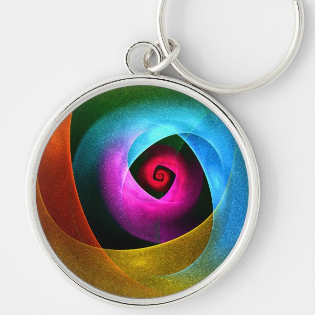 Blue Orange Pink Modern Abstract Art Pattern #24 Key Ring (Front)