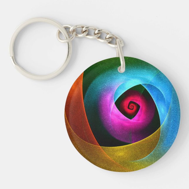 Blue Orange Pink Modern Abstract Art Pattern #24 Key Ring (Front)