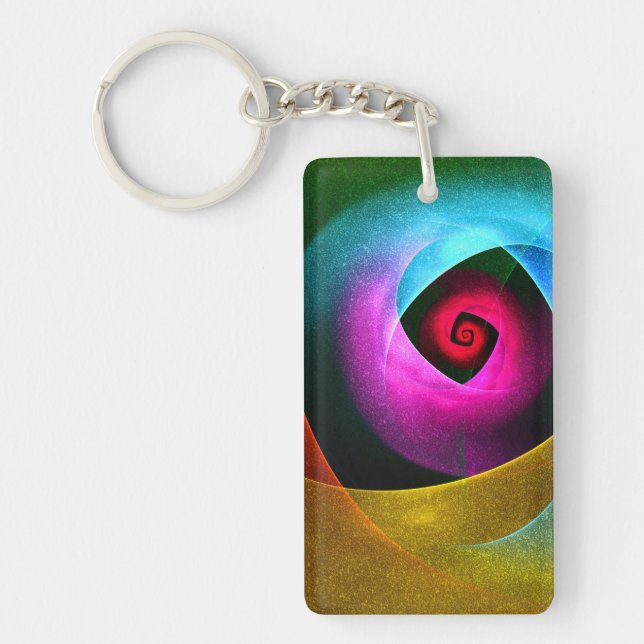 Blue Orange Pink Modern Abstract Art Pattern #24 Key Ring (Front)