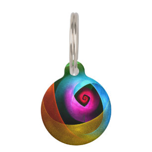 Blue Orange Pink Modern Abstract Art Pattern #24 Pet Tag