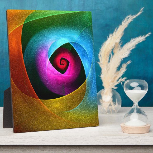 Blue Orange Pink Modern Abstract Art Pattern #24 Plaque (Side)
