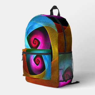 Blue Orange Pink Modern Abstract Art Pattern #24 Printed Backpack