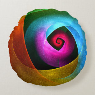 Blue Orange Pink Modern Abstract Art Pattern #24 Round Cushion