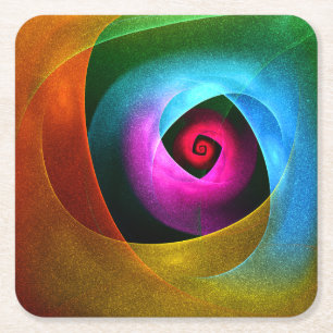 Blue Orange Pink Modern Abstract Art Pattern #24 Square Paper Coaster