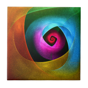 Blue Orange Pink Modern Abstract Art Pattern #24 Tile