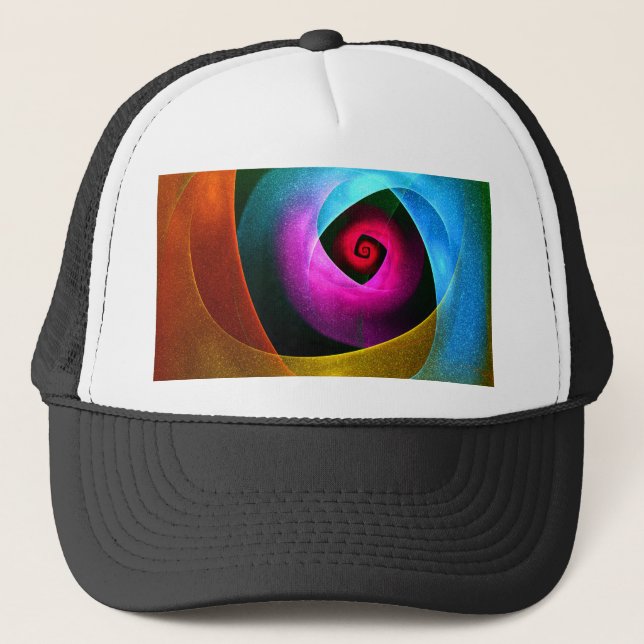 Blue Orange Pink Modern Abstract Art Pattern #24 Trucker Hat (Front)