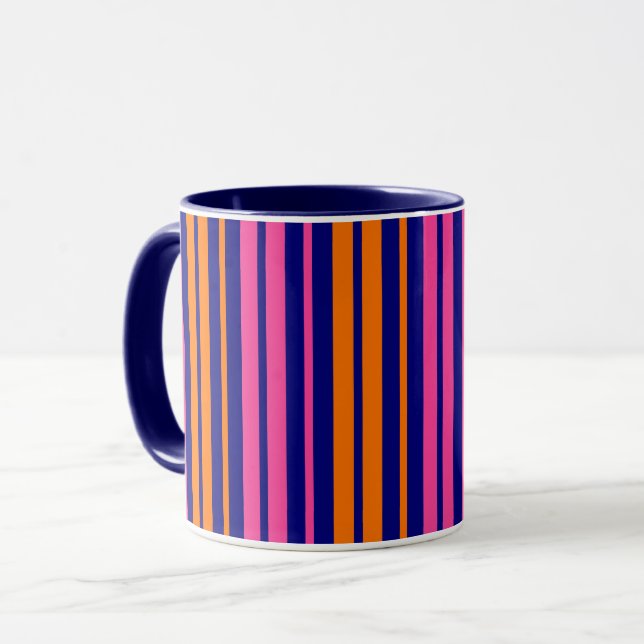 Blue Orange Pink Vertical Stripes Design   Mug (Front Left)