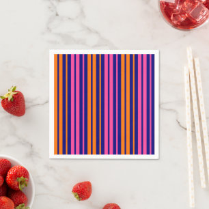 Blue Orange Pink Vertical Stripes Design   Napkin