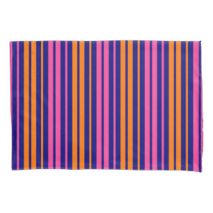 Blue Orange Pink Vertical Stripes Design   Pillowcase