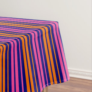 Blue Orange Pink Vertical Stripes Design Tablecloth
