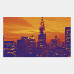 Blue Orange Pop Art New York City Rectangular Sticker