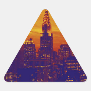 Blue Orange Pop Art New York City Triangle Sticker
