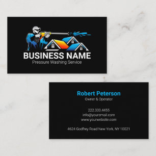 Blue Orange Pressure Washing House Logo Business Card