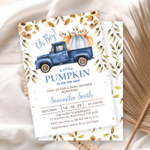 Blue Orange Pumpkin Truck Foliage Baby Shower