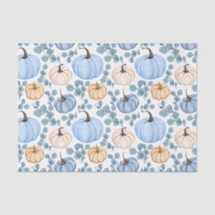 Blue & Orange Pumpkins and Eucalyptus Leaves  Tissue Paper