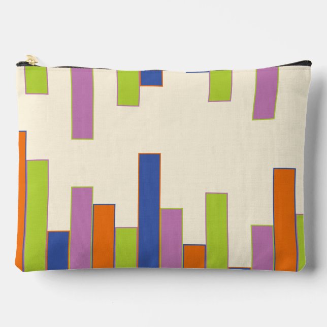 Blue, Orange, Purple, Green and Cream Rectangles Accessory Pouch (Front)