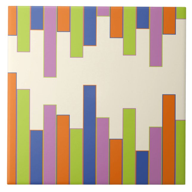 Blue, Orange, Purple, Green and Cream Rectangles Tile (Front)