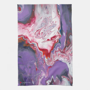 Blue Orange Purple Red White Abstract Tea Towel