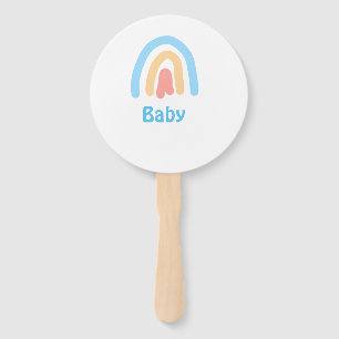 blue orange rainbow baby add name text hand fan