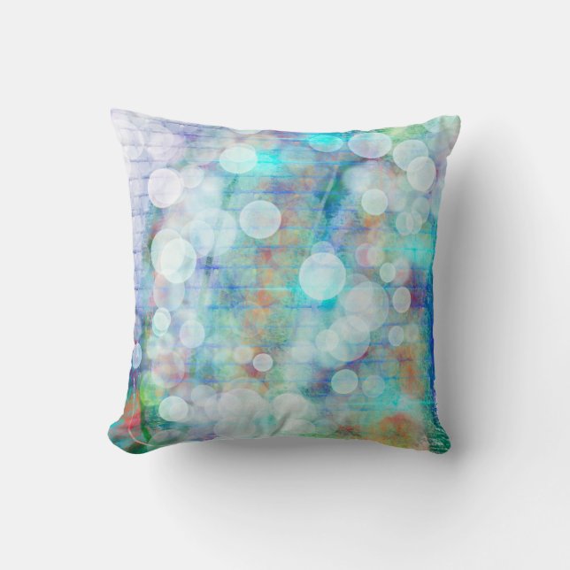 Blue, Orange, Red, Purple White Abstract Art Cushion (Front)