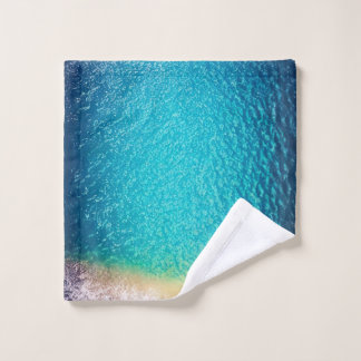 blue orange sand beach ocean wave wash cloth