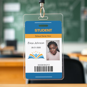 Blue & Orange School College University Student ID Badge