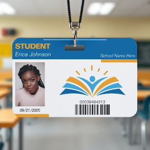 Blue & Orange School College University Student ID Badge