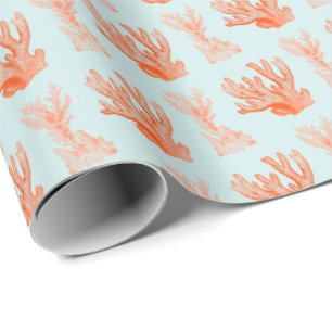 Blue   Orange Sea Coral Wrapping Paper