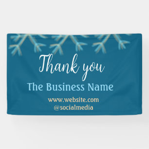 Blue orange snowflakes add business name christmas banner
