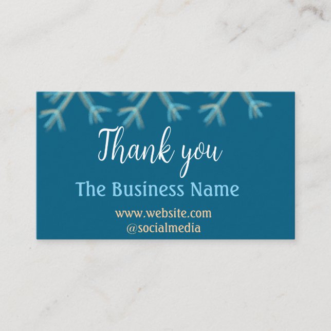 Blue orange snowflakes add business name christmas business card (Front)